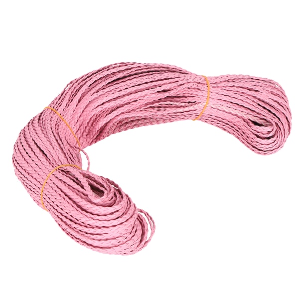 PU-flettet tau 3-strengs vridningsflette DIY-smykker Armbånd Halskjede tilbehør 5 mm Rosa 100 meter