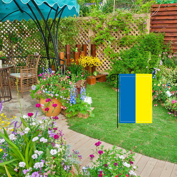 Ukrainske hageflagg i polyester, tosidig ukrainsk flaggbannerdekorasjon for vegghagelekeplass