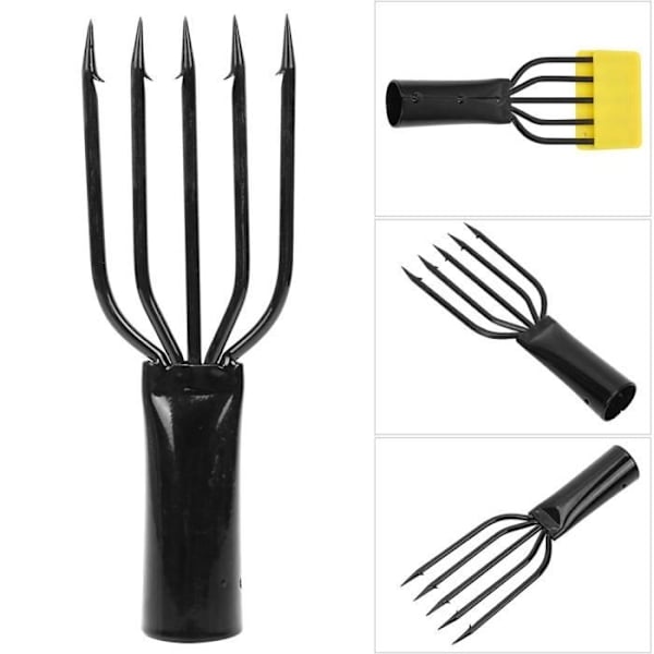 Multifunktionell fiskeprok i metall fiskespö supermjuk stark mini harpun designad 5-uddig-treudd-fyrudd-fem black
