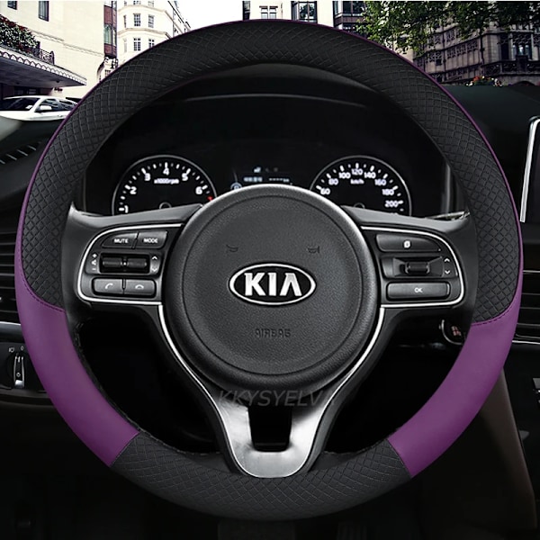 Mikrofiberläder rattöverdrag för bil 38cm 15\" för Kia Niro Niro EV SUV 2016 2017 2018 2019 2020 2021 biltillbehör Purple