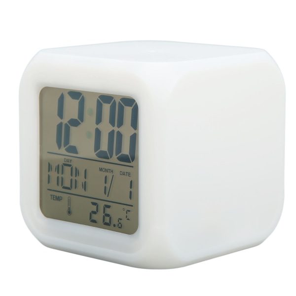 Digitalt ur til børn LED 7 farver Natglødende temperaturdisplay Bærbart LED-ur med nem betjening til hjemmekontor