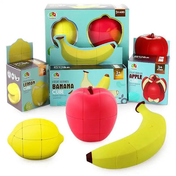 [Fanxin Fruit Cube Series] Banan Citron Persika Päron Apelsin Oregelbunden 3X3X3 Förskola för Barn Lemon Cube