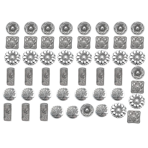 50 stk knapp blandet antikk sølv rund tetragonum blomsterform retro kreativitet Klærtilbehør