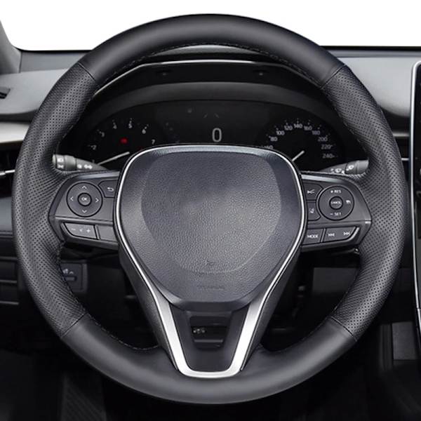 Skräddarsydd svart mocka flätad rattöverdrag för Toyota Avalon Camry Crown 2018-2019 Rav4 2019 Corolla 2018-2020 Leather