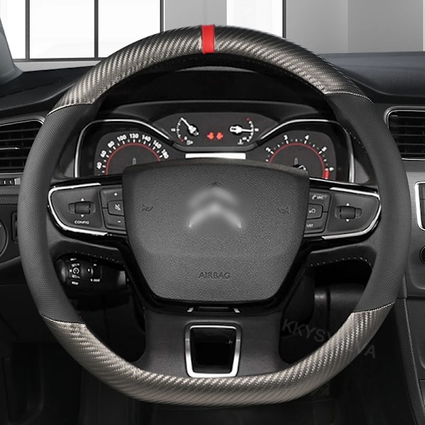 Rattskinnsöverdrag i kolfiber + läder för Citroën C4 Aircross C5 Aircross C3-XR C4 Picasso C4 C5 C6 biltillbehör BLACK D SHAPE