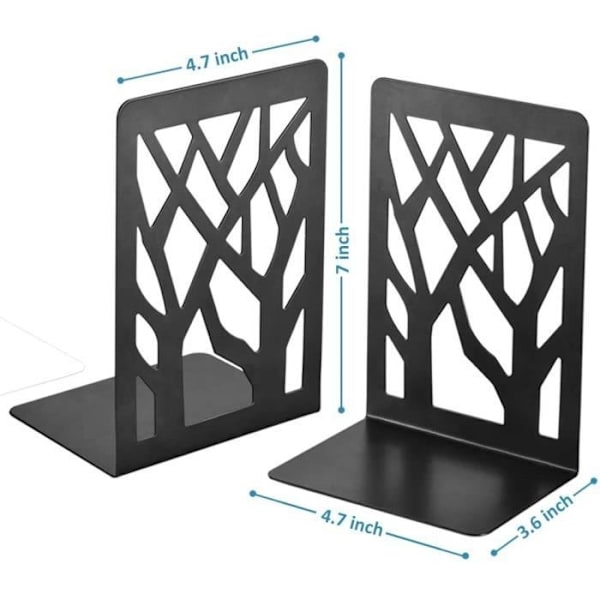 Bokstöd - Innovativa - Svart Metall - Robust - Modern Design - 1 Par Black