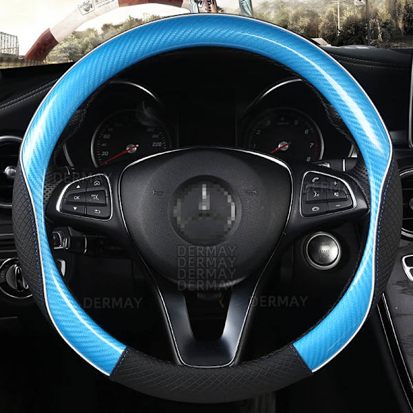D-formad och O-formad rattöverdrag i halkfritt PU-läder för Polo Golf 7 Scirocco Suzuki Swift Nissan Rogue Hög kvalitet O shape Blue