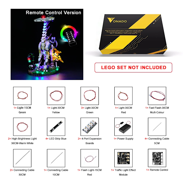 Vonado LED-belysningssats för 76989 Horizon Forbidden West: Tallneck byggklossar leksaker lampset endast belysning ingen modell Remote control Only LED Light