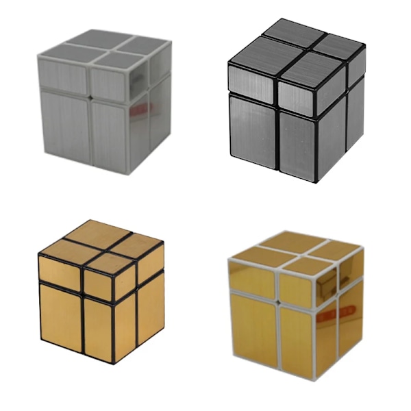 [Ecube] Sengso 2X2X2 Spegelkub Block Kub Pussel Magisk Kub Speed Cubo Magico 2X2 Lärande Utbildningsleksaker För Barn Pojkar Black Golden Sticker