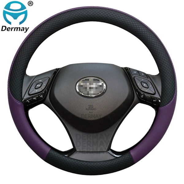 100% Dermay-märkes läder sportbil rattöverdrag för Toyota CHR C-HR biltillbehör PURPLE