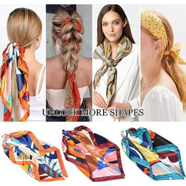 Sidenscarf - Ospecificerad - 3-pack - 90x90 cm - Mångsidig - Klassiska mönster