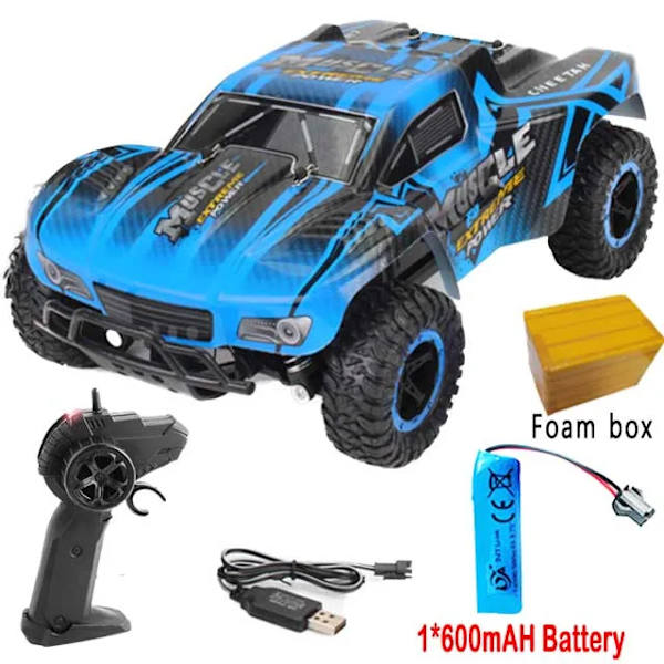 RC-bil Monstertruck Hög Hastighet Offroad Drift Radiostyrd Buggy Snabb Fjärrstyrd Bil Barnleksaker för Barn Pojkar Blue 1 Battery