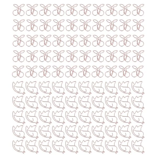 100 stk søte papirklips Cherry Hummingbird Style galvanisert metall Gull Fargeplanleggerklemmer for hjemmekontorstudie