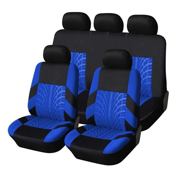 Sätesskydd - Mioloe - Komplett Set 9 Delar - Ventilerande Mesh Tyg - Blå Färg - Universal BLUE