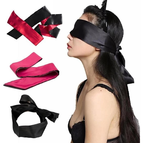 Sovmasker, Satin Ögonbindel, Nattbindel, Sexig Ögonbindel, För Vuxna Par Älskare (150Cm) 3st