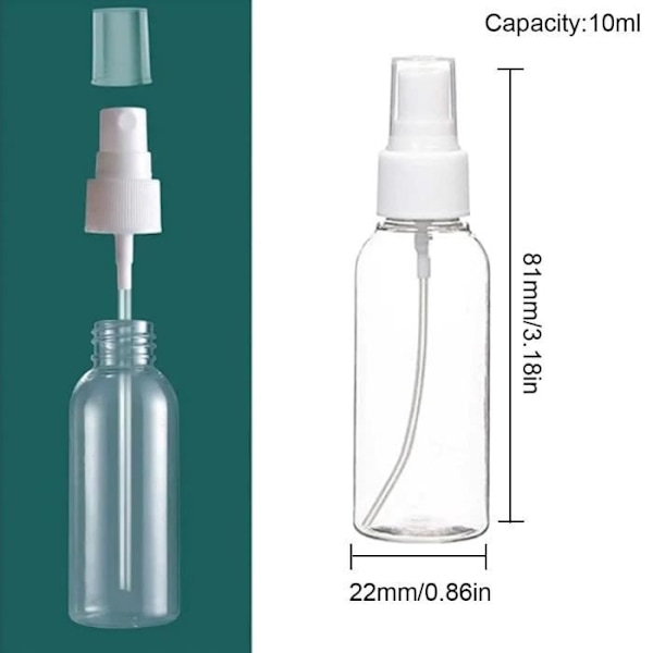 Tom Sprayflaska - 8 Klar Plast Sprayflaskor - Portabel - Återfyllningsbar - Fin Dimspray (10 ml)