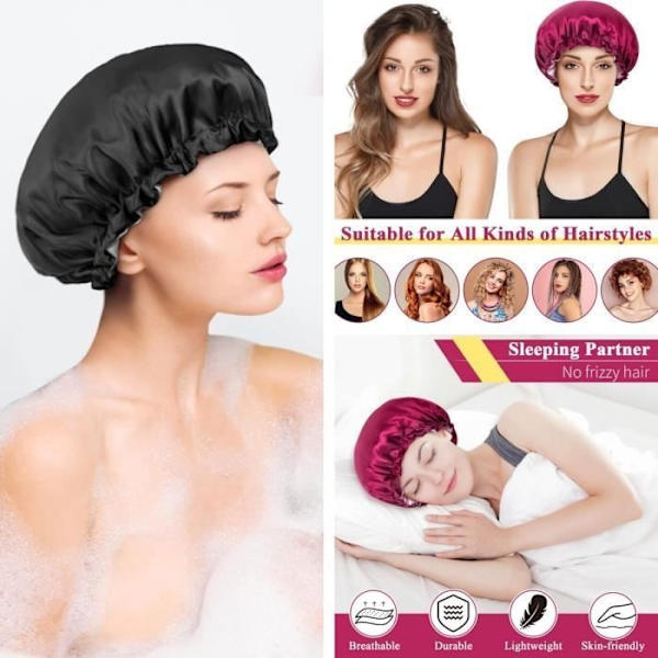 Nattmössa, elastisk band sovmössa, satin natthårsmössa, med justerbar sladd, för kvinnor, spa, smink