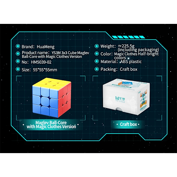 [Picube] Huameng Ys3M Världsrekordsdesign 3X3X3 Core Magnetisk Kub Professionell Speed 3X3 Kub Kubpussel Leksaker Magic Cloth BC Ver.