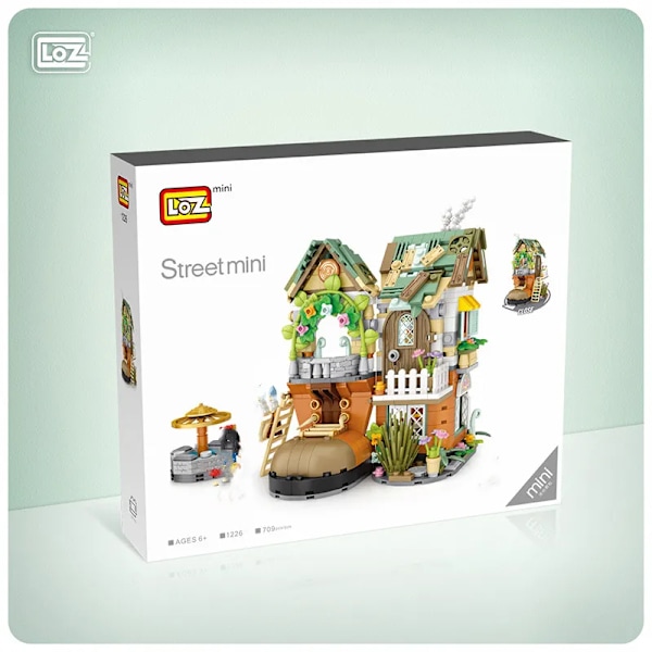 Loz miniblok Forest Cabin/Dvärgnavets gator - tryckavlastning/vikbar/byggklossleksaker för barn, present JM51-1226 Without box