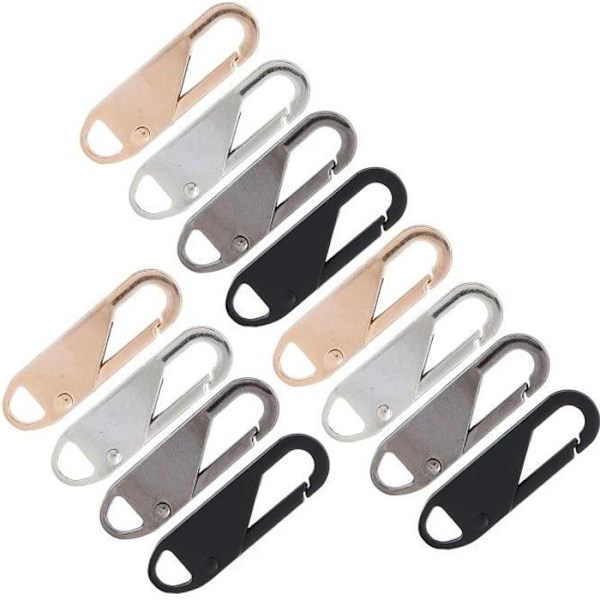 Fafeicy 12 st Dragkedjehuvud Avtagbar Legering Fjäder Dragkedja Dragare Slider