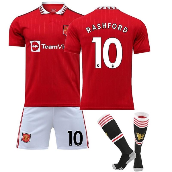 2022/23 Ny Manchester United fodboldtrøje for voksne RASHFORD Komfortabel RASHFORD 10 Kids 26(140-150CM)