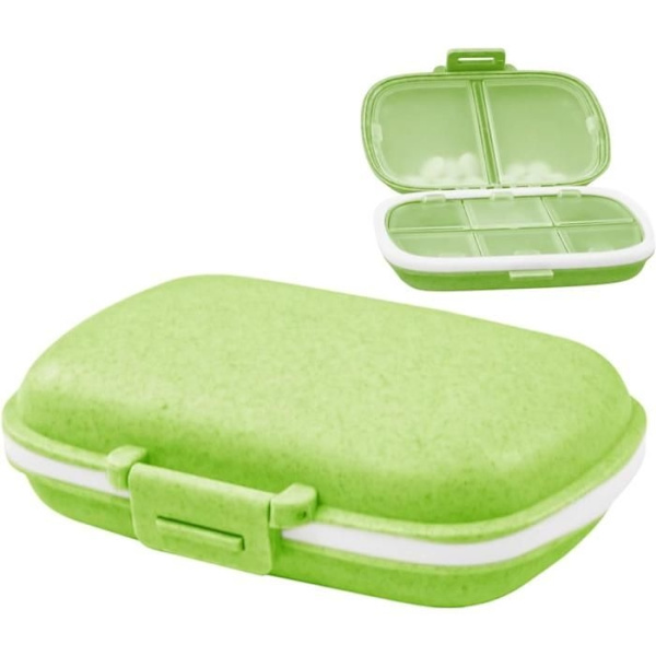 2-pack daglig pillerorganisatör, 8 fack rese-pillerbox, grön