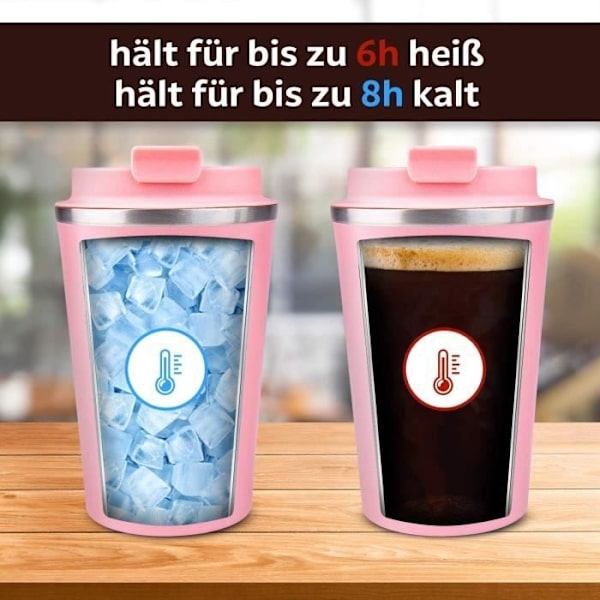 Isolerad Mugg - Rostfritt Stål - 380 ml - Läcksäker - BPA-fri - Rosa pink
