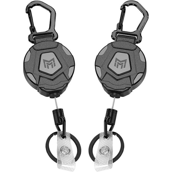 2-pack infällbar nyckelring, hållbar karbinhake ID-kortshållare