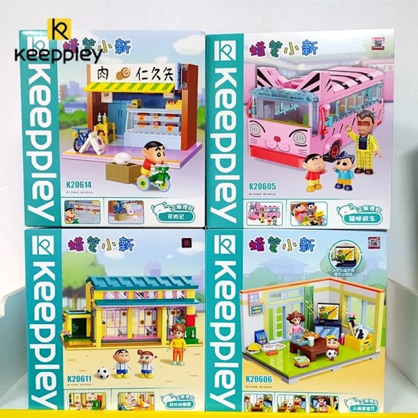 Keeppley Crayon Shin-chan Byggblockspussel Leksak Kawaii Modell Animationstillbehör Minnesföremål Födelsedagspresent A4