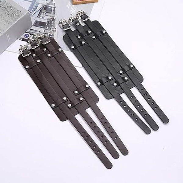 Läderarmband Brett Läderarmband Justerbart Flätat Armband För Män