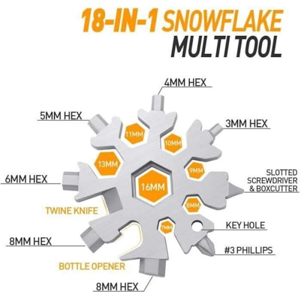 Hk10725-18 I 1 Snöflinga Multiverktyg Allroundverktyg Rostfritt Stål Portabel Handhållen Nyckelring Tou