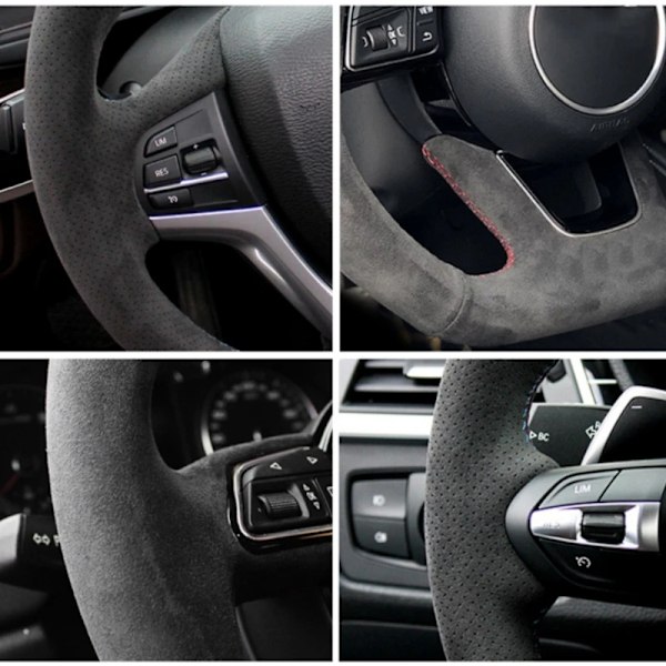 Skräddarsydd rattfläta i mjuk mocka, 100% passform för Porsche 911 991 Boxster 981 Cayman Cayenne Panamera 2009 -2016