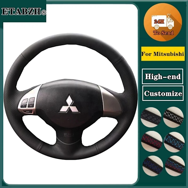 Flätat rattöverdrag för Mitsubishi Lancer X Outlander 2006-2015 ASX Colt, handsytt mikrofiberläder