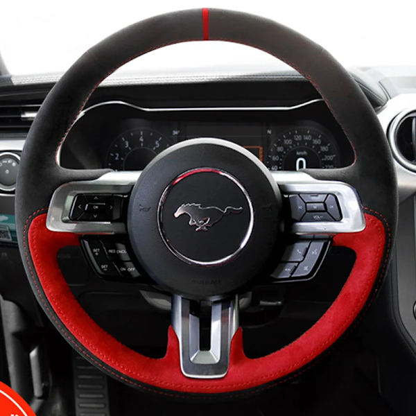 DIY handsydd högkvalitativ halkfri mockarattstyrningshölje för Ford Mustang 2015-2019 Mustang GT 2015-2019 style 4