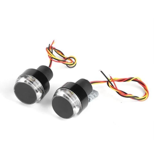 2st Motorcykel LED Styre Ljus Blinkers Indikator Ändgrepp Sidomarkering (Vit + Gult Ljus)