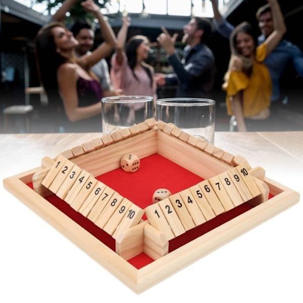 Tärningsspel - Ej.Life - Stäng Lådan - Trä - 4 Sidor - 2 Till 4 Spelare Red flannel