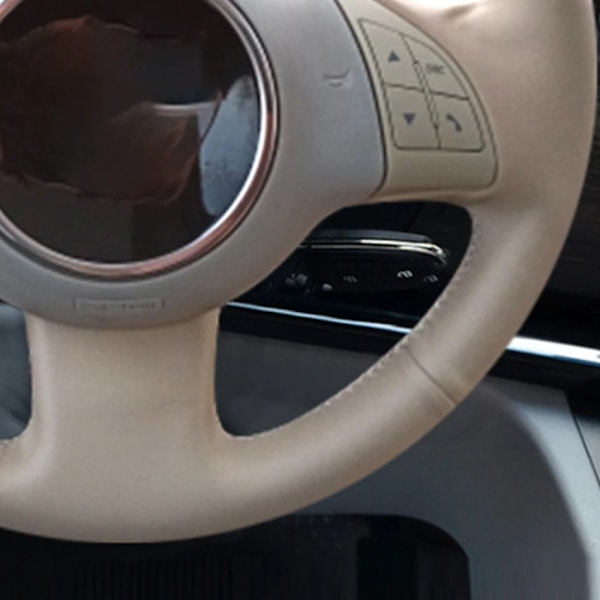 Beige PU-läder handsydd rattöverdrag för Fiat 500 2007-2015 500e 2014-2018 500c 2014-2017 Faux Leather(.128)