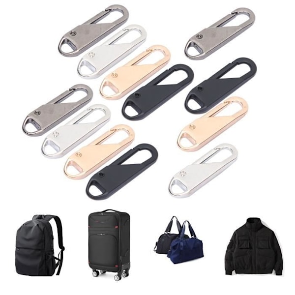 Fafeicy 12 st Dragkedjehuvud Avtagbar Legering Fjäder Dragkedja Dragare Slider
