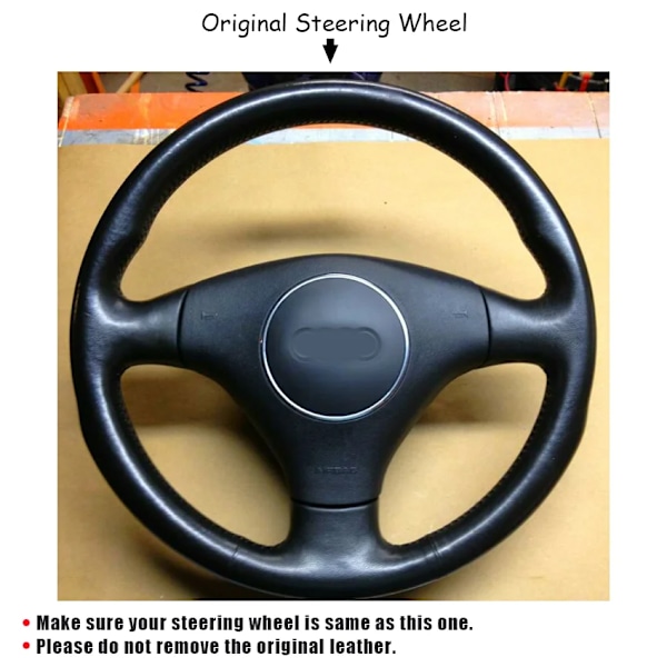 Cardak svart konstläder rattöverdrag för Audi A4 B6 2002 A3 3-ekrad 2000-2003 Audi TT 1999-2005
