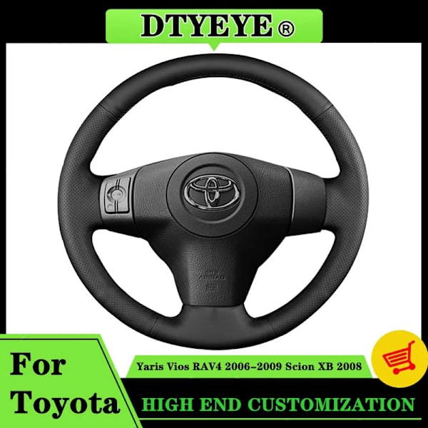 Rattskinnsöverdrag för Toyota Yaris Vios RAV4 2006 2007 2008 2009 Scion XB 2008, skräddarsytt original rattfläta
