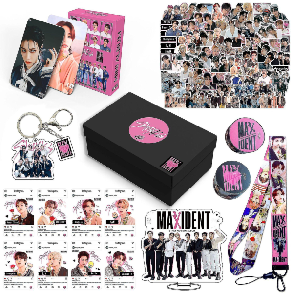 Stray Kids New Album Maxident Presentbox Set Kpop Merchandise Photocards Lanyard Nyckelring Presenter till Skz Fans A