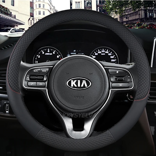 Mikrofiberläder rattöverdrag för bil 38cm 15\" för Kia Niro Niro EV SUV 2016 2017 2018 2019 2020 2021 biltillbehör White