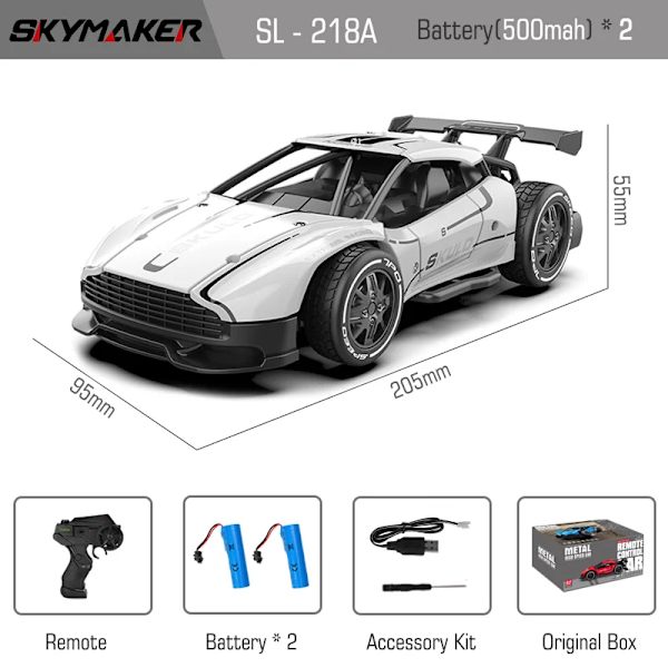 Sulong metall RC-bil leksaker 1/24 2.4g höghastighets fjärrkontroll miniatyrmodell fordon elektrisk metall RC-bil leksaker för pojkar present SL218A-grey-2B-S