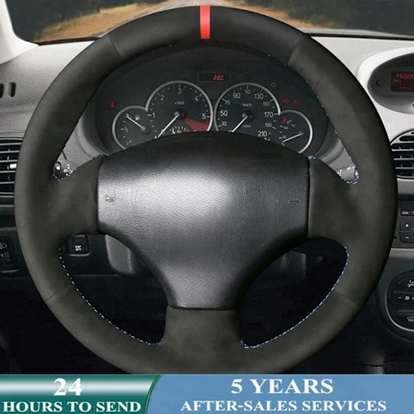 Skräddarsydd rattöverdrag i mockaläder med halkfritt grepp för Peugeot 206 1998-2005 206 SW 2003-2005 206 CC 2004 2005