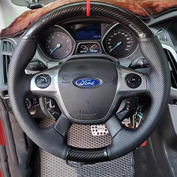 Rattskinnsöverdrag i kolfiber för Ford Focus 3 2012 C-Max 2011 Kuga Escape 2013-2016