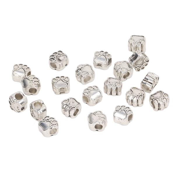 20 stk Paw Print Spacer Beads Antik Sølv europeisk stil sinklegering Søte perler for armbånd DIY smykker