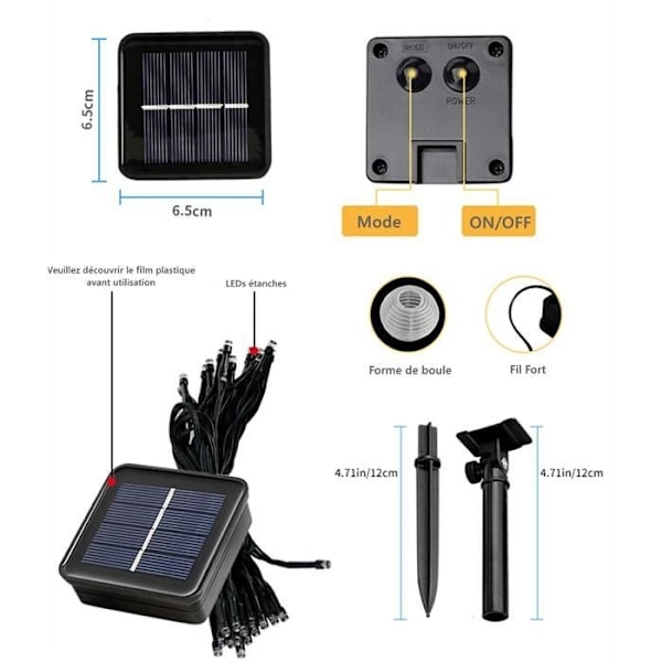 Solarslinga 5,3M 20Leds - Varumärke - Utomhus Boll Led Flerfärgad Papperslykta - Vattentät