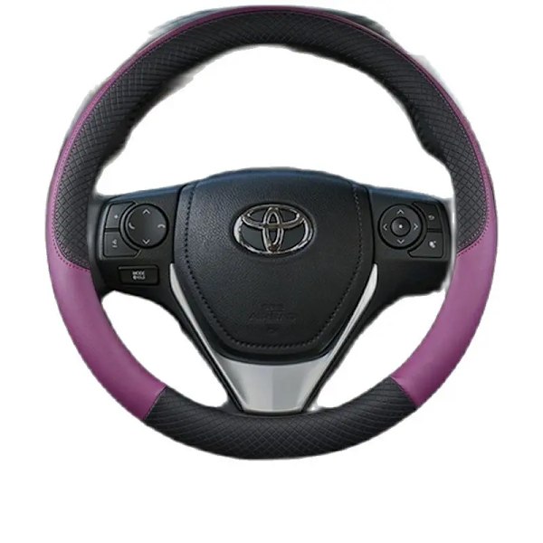 Bilstyrhjulsskydd i flätad läder för Toyota Camry CHR Auris Yaris Corolla RAV4 Prius 30 Celica Aqua red