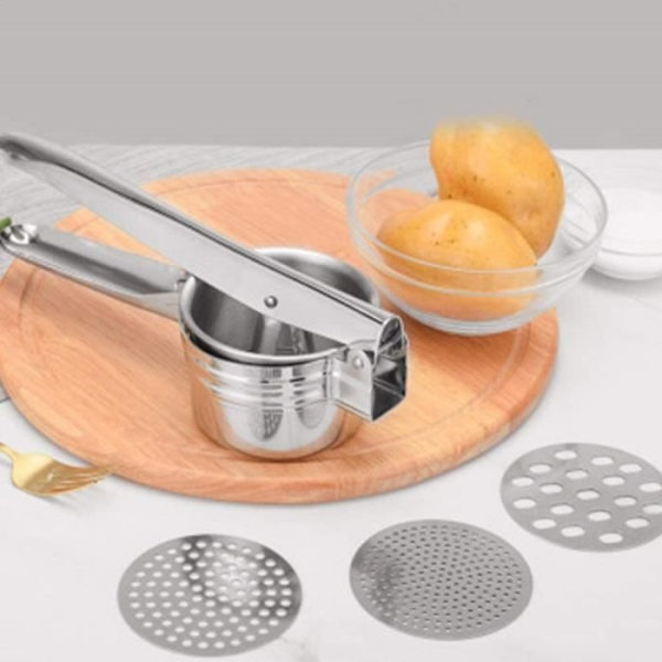Tfacr Potatisstöt - Potatisstöt i rostfritt stål med 3 utbytbara skivor, Potatisstöt Mixer M472