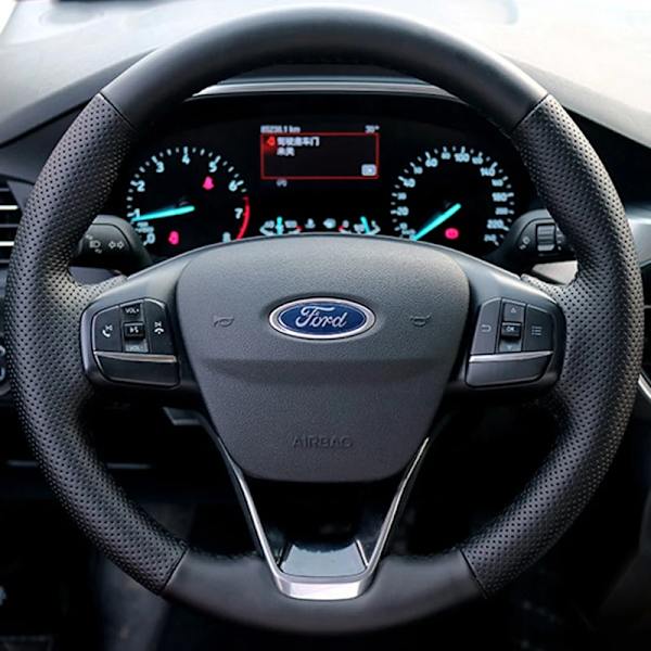 Skräddarsydd rattfläta i äkta läder 100% passform för Ford Focus 4 2019 2020 Fiesta 2017-2019 Tourneo 2018 2019